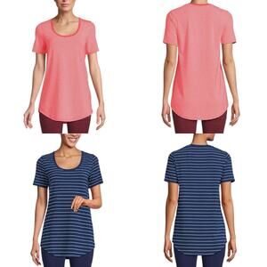 Lands End Short Sleeve Power Performance Scoop Neck Curved Hem Tunic Tee XL TALL